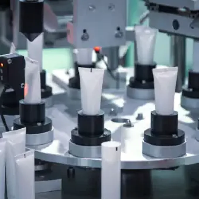 Cream tubes on a filling machine